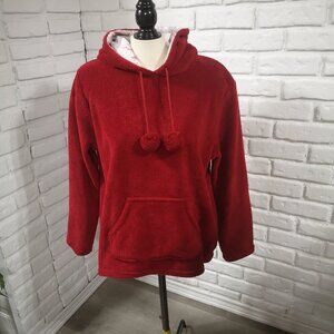 Love to Lounge Ladies Size Medium Red Hooded Fleece Lounge Top Only